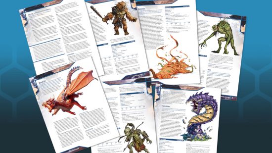 Tales of the Valiant 5e with teeth - Kobold press image of monster stat pages from Tales of the Valiant