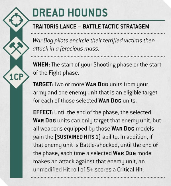 Warhammer 40k 10th edition rules for Chaos Knights - the Dread Hounds stratagem