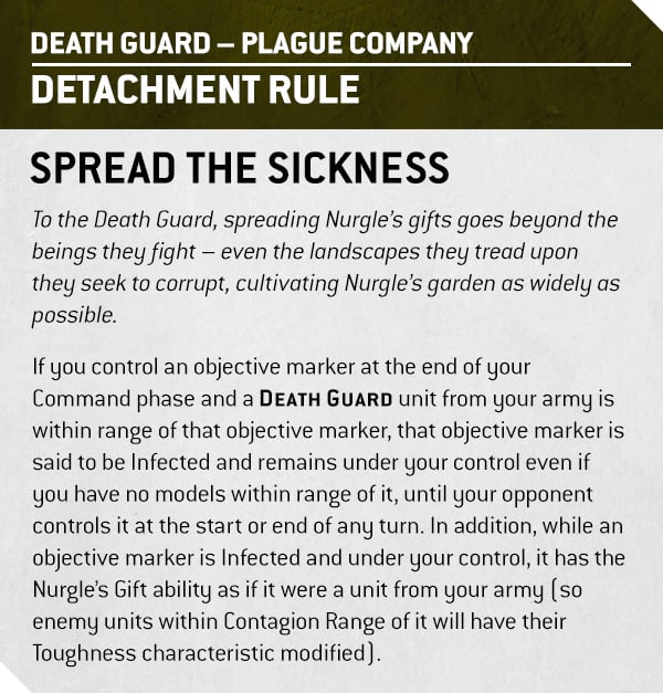 Warhammer 40k 10th edition Death Guard Plague Company Detachment rules by Games Workshop