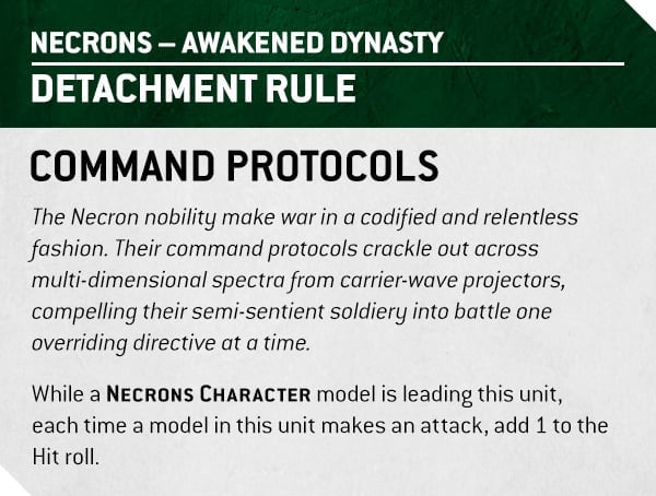 Warhammer 40k 10th Edition Necrons rules revealed - Warhammer Community image showing the wording of the new Command Protocols detachment rule
