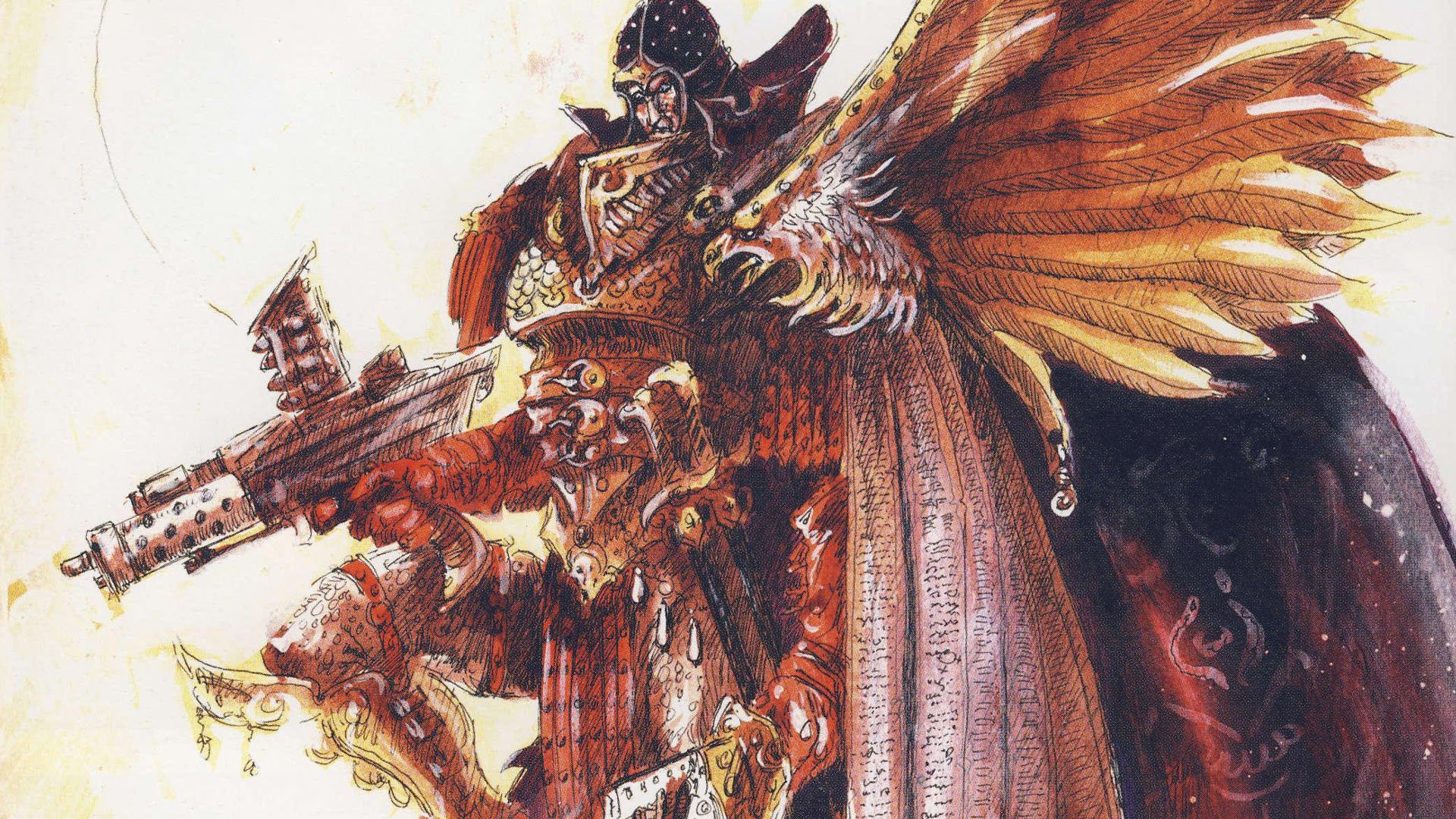 Warhammer 40k Fulgrim guide - Games Workshop image showing a classic John Blanche artwork of Fulgrim corrupted by chaos