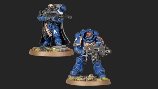 Warhammer 40k Kill Team Ashes of Faith box release - Warhammer Community image showing the Warhammer Heroes Space Marine Eliminator and Heavy Bolter models