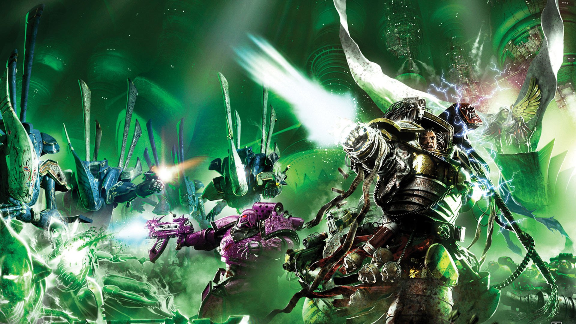 Warhammer 40k Perturabo guide - Games Workshop artwork showing Perturabo and his Primarch brother Fulgrim fighting Eldar Wraith Constructs