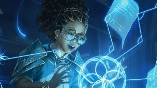 Wizards of the Coast art of a human DnD Wizard 5e girl casting a spell