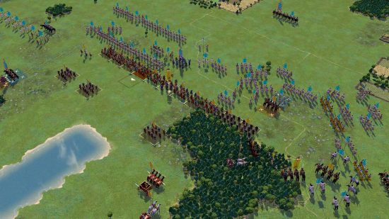 Field of Glory 2 free on Steam - Slitherine screenshot showing a high birds eye view of a battle