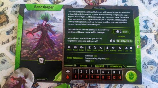 Frosthaven review - Boneshaper character board from the Frosthaven board game