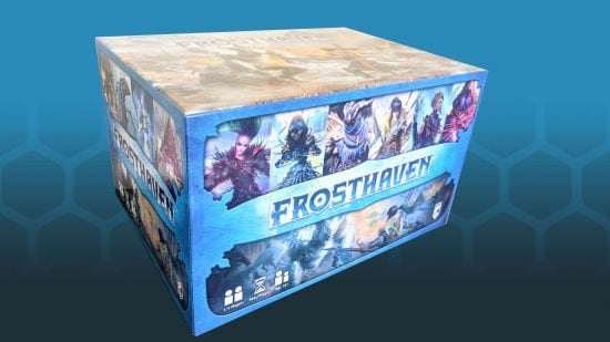Frosthaven review - Frosthaven board game box on blue background