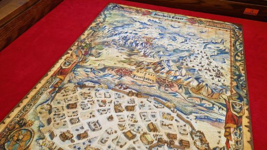 Frosthaven review - photo of the map from the Frosthaven board game