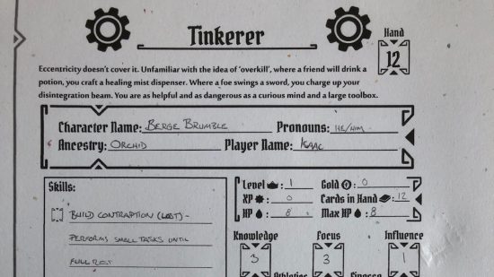 Gloomhaven RPG character creation sheet (image from Cephalofair)