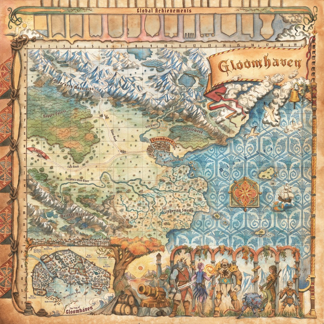 Map of Gloomhaven from Gloomhaven second edition