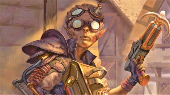 Cephalofair art of a Quatryl Tinkerer, one of the Gloomhaven second edition classes