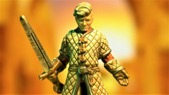 Hero Forge face customizer - photo of golden Hero Forge miniature