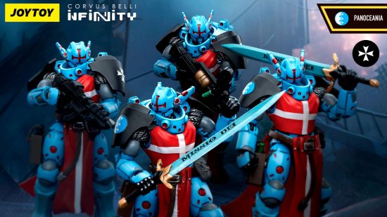 Infinity Wargame action figure by JoyToy - Knights Hospitaller, power-armored soldiers with guns and swords