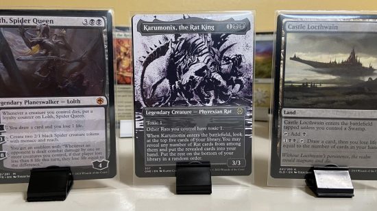 MTG cards chess set - Black cards including Lolth and Castle Lochthwain