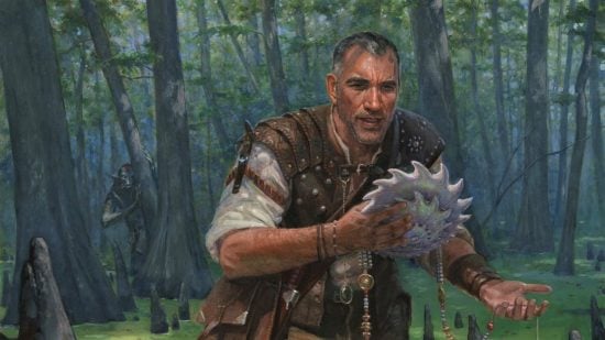 Magic: The Gathering - An explorer watched by a forest creature