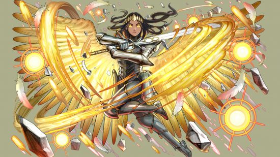MTG Puzzle & Dragons pixel art of Archangel Elspeth