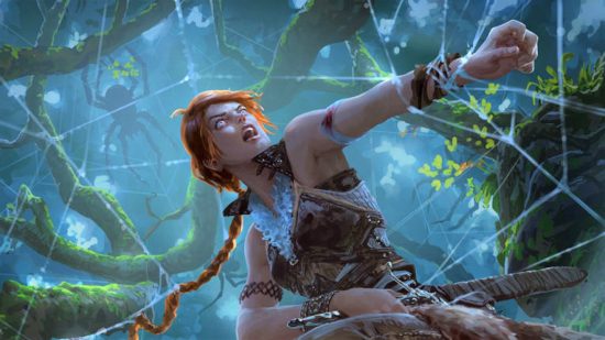 MTG card - a woman trapped in a spiders web