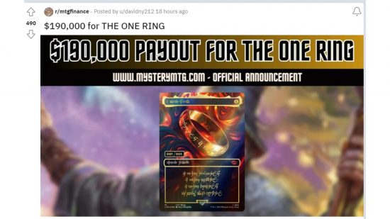 MTG One Ring bounty Reddit post from Mystery MTG