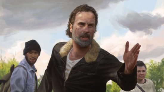 MTG Universes Beyond Walking Dead Secret Lair Rick, Selfless Leader, art by Jake Murray