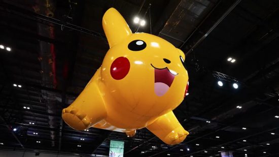 Pokemon TCG North American International Championship: A giant inflatable Pikachu floating above the hall at the 2022 NAIC tournament