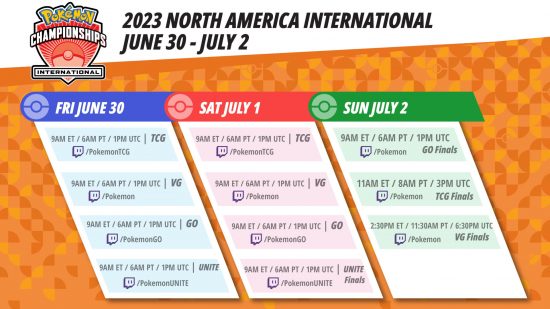 Pokemon TCG North American International Championships: The official stream schedule for NAIC including stream times for TCG, VGC, GO, and Unite.