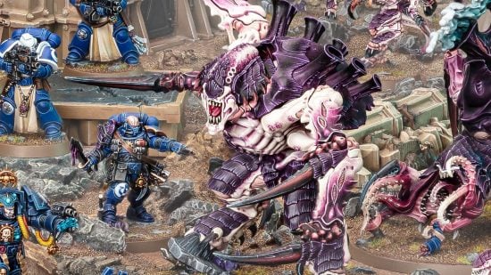 Warhammer 40k 10th edition Tyranid Index released - product photo by Games Workshop of a Screamer Killer, a massive, armored, multi-clawed behemoth 
