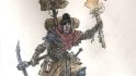 Warhammer's Inq28 scene is getting its own minis - illustration of an explorer by Nic Grillet, adventurer holding a pick and torch