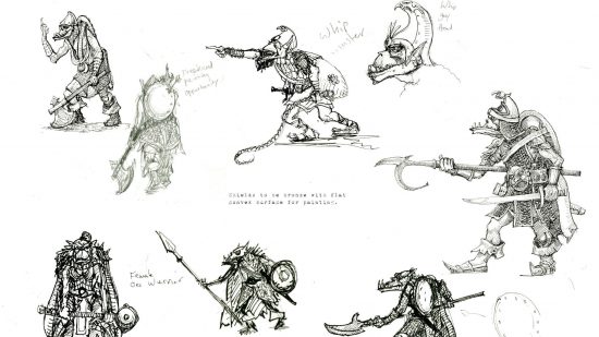 Warhammer's Inq28 scene is getting its own minis - sketches for Orc models by Aaron Howdle