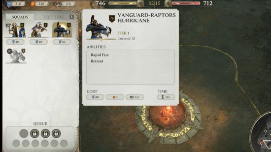Warhammer Age of Sigmar: Realms of Ruin preview - unit recruitment menu, summoning Vanguard Raptor