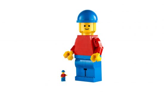 Best cheap Lego sets: the Upscaled Lego Minifigure besides a regular sized Lego figure.
