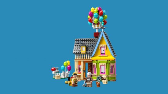Best Lego Disney Sets: the house from Up, assembled, with minifigures on display.