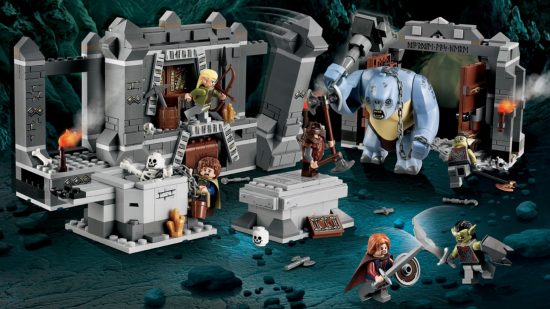 Best Lego Lord of the Rings sets: Mines of Moria. Image shows all the chaos that ensues in the Mines of Moria, but in Lego form.