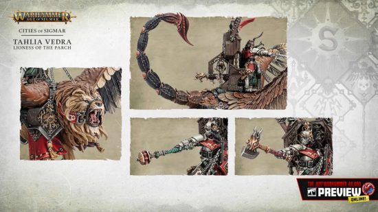 Warhammer Age of Sigmar Cities of Sigmar launch box - Games Workshop image showing close up details on the new character mini Tahlia Vedra