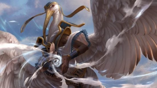 Wizards of the Coast art of an Aarakocra, one of the fantastical DnD races