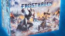 Frosthaven board game may have a digital edition in the works - the Frosthaven box cover art, a woman with spears fending off a yeti-like creature