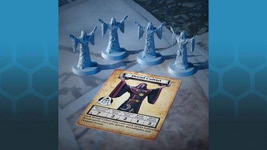 HeroQuest adventure Rise of the Dread Moon - grey blue plastic cultist miniatures
