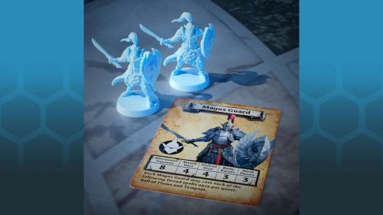 HeroQuest adventure Rise of the Dread Moon - Magus Guard miniatures in blue white plastic