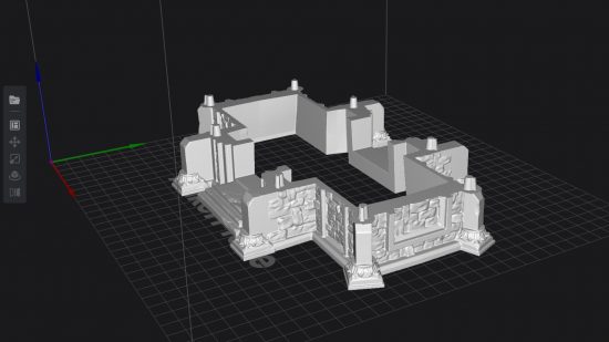 How to 3D print miniatures guide - author screenshot in the Ankermake slicer program showing part of a fantasy building model 3D STL file