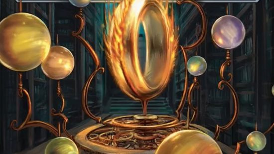 MTG Commander Legends spoilers - artwork of a sol ring in the center of a planetarium