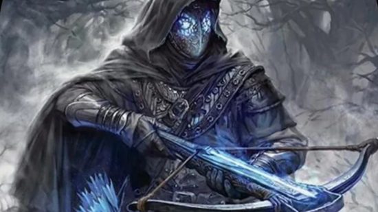 MTG Commander Masters Planeswalker - a masked hunter with a magic crossbow