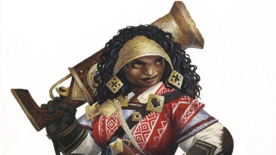 Paizo art of a female dwarf, one of the Pathfinder races