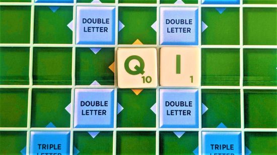 Scrabble words with Q - photo of the word qi on a Scrabble board
