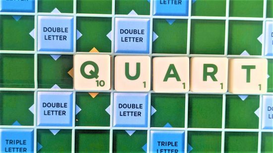 Scrabble words with Q - photo of the word Quart on a Scrabble board