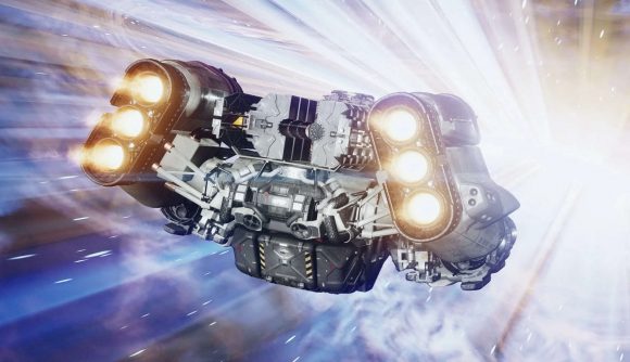 Could there be a Starfield board game? - promo shot by Bethesda of a starship's engines firing as it jumps to hyperspace