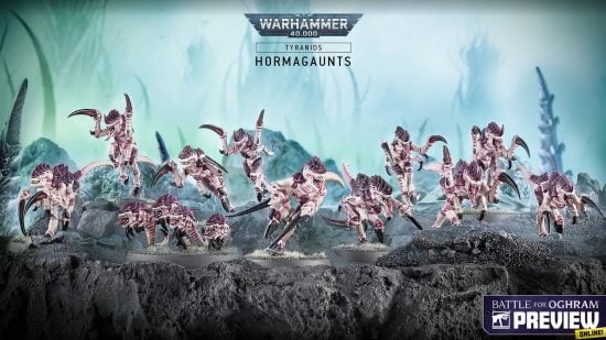 Warhammer 40k 10th Edition Tyranids new models from Oghram reveal stream - Games Workshop image showing the full unit of new hormagaunts models