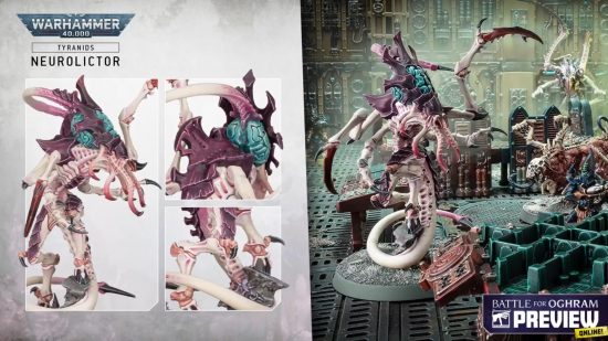 Warhammer 40k 10th Edition Tyranids new models from Oghram reveal stream - Games Workshop image showing the new Neurolictor model close up, showing details on the model