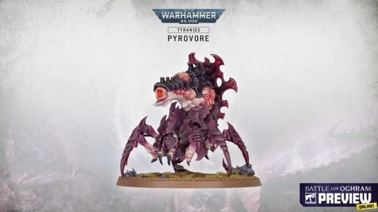 Warhammer 40k 10th Edition Tyranids new models from Oghram reveal stream - Games Workshop image showing the new Tyranid Pyrovore model
