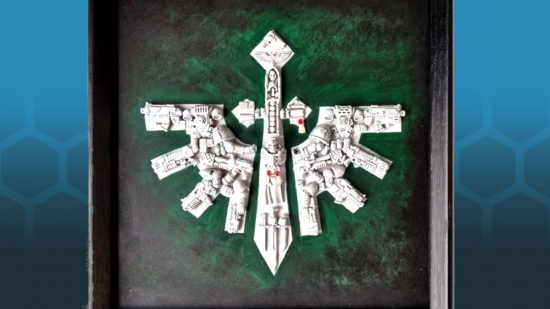 Warhammer 40k faction icon boxes by Sam Creary - painted Dark Angels icon made from bits