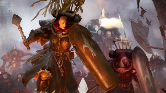 Why fans want Warhammer 40k female Space Marines - Sisters of Battle palatine sentinel, armed with shield and mace