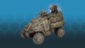 Warhammer 40k rival Firefight - mule command vehicle with enclosed rear compartment and sensor dish